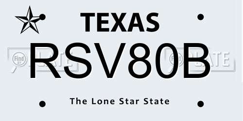 RSV80B Texas License Plate