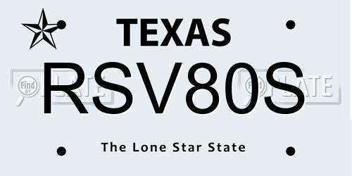 RSV80S Texas License Plate
