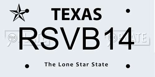 RSVB14 Texas License Plate