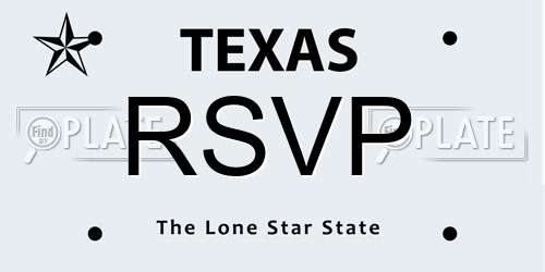 RSVP Texas License Plate