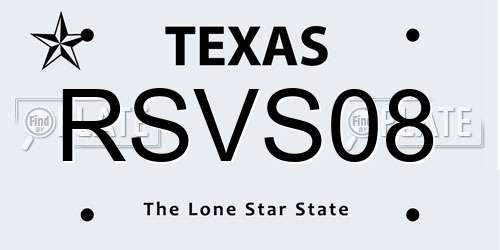 RSVS08 Texas License Plate
