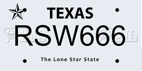 RSW666 Texas License Plate