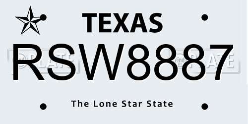 RSW8887 Texas License Plate