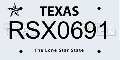 RSX0691 Texas License Plate