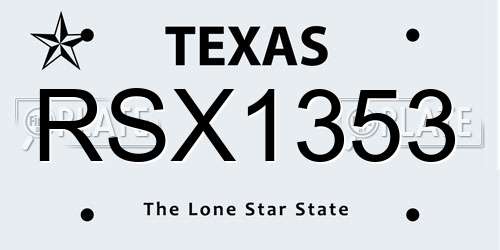 RSX1353 Texas License Plate