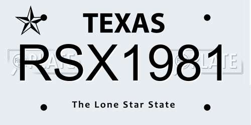 RSX1981 Texas License Plate