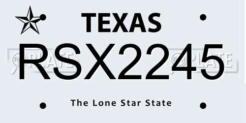 RSX2245 Texas License Plate