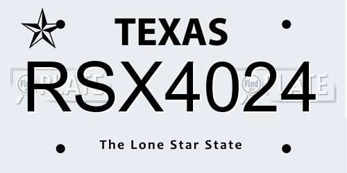 RSX4024 Texas License Plate