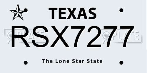 RSX7277 Texas License Plate