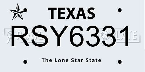 RSY6331 Texas License Plate