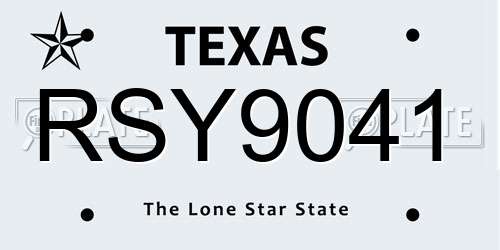 RSY9041 Texas License Plate
