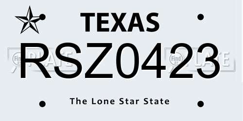 RSZ0423 Texas License Plate