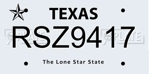RSZ9417 Texas License Plate