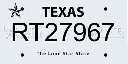 RT27967 Texas License Plate