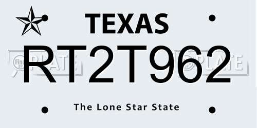 RT2T962 Texas License Plate