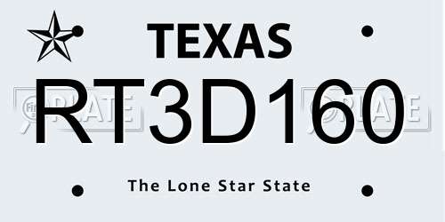 RT3D160 Texas License Plate