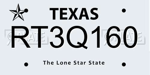 RT3Q160 Texas License Plate