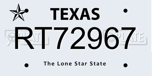 RT72967 Texas License Plate