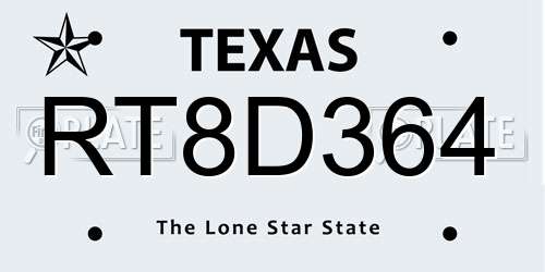 RT8D364 Texas License Plate