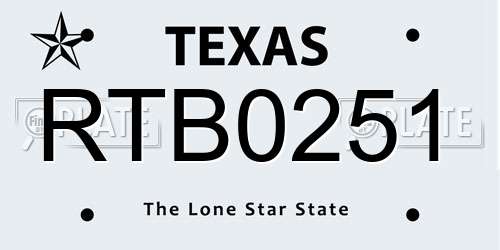 RTB0251 Texas License Plate