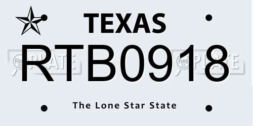 RTB0918 Texas License Plate