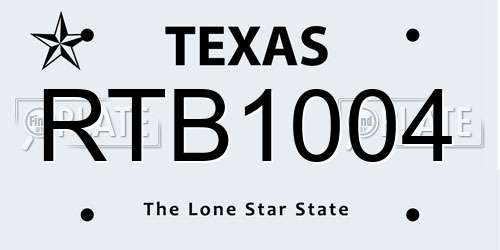 RTB1004 Texas License Plate