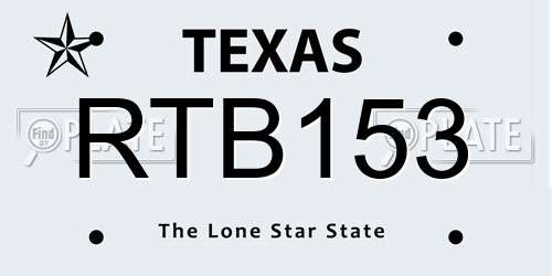 RTB153 Texas License Plate
