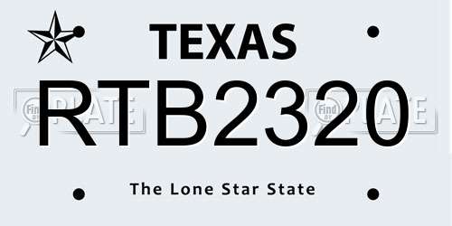 RTB2320 Texas License Plate