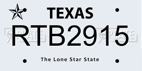 RTB2915 Texas License Plate