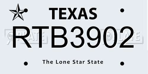 RTB3902 Texas License Plate