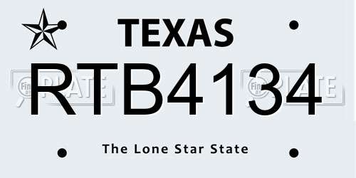 RTB4134 Texas License Plate