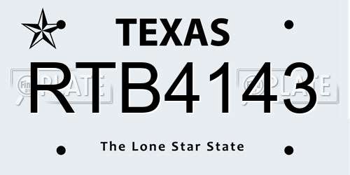 RTB4143 Texas License Plate