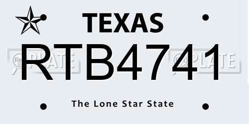 RTB4741 Texas License Plate