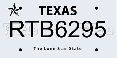 RTB6295 Texas License Plate