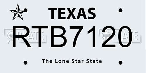 RTB7120 Texas License Plate