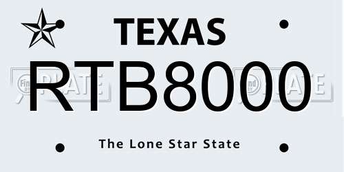 RTB8000 Texas License Plate