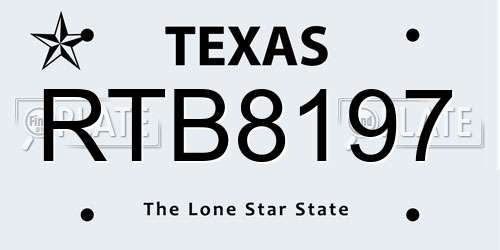 RTB8197 Texas License Plate