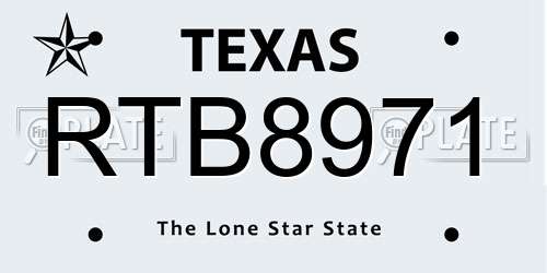 RTB8971 Texas License Plate