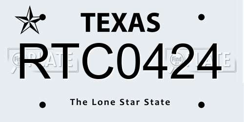 RTC0424 Texas License Plate
