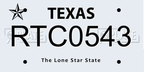 RTC0543 Texas License Plate