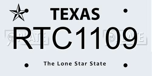 RTC1109 Texas License Plate
