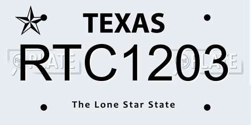 RTC1203 Texas License Plate