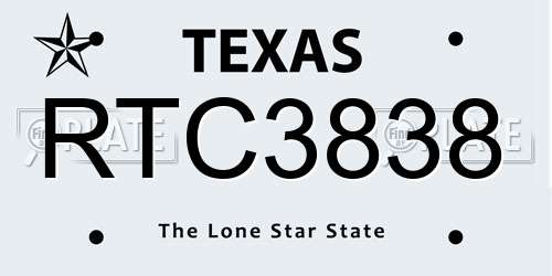 RTC3838 Texas License Plate