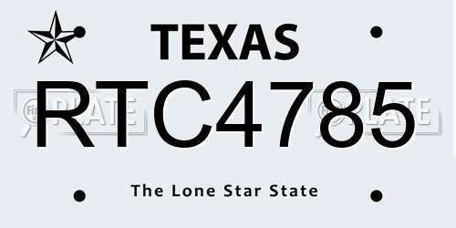 RTC4785 Texas License Plate