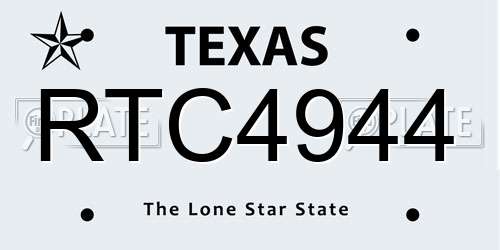 RTC4944 Texas License Plate