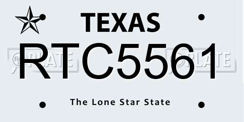 RTC5561 Texas License Plate