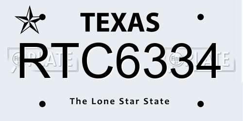 RTC6334 Texas License Plate
