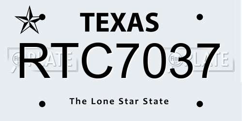 RTC7037 Texas License Plate