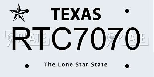 RTC7070 Texas License Plate
