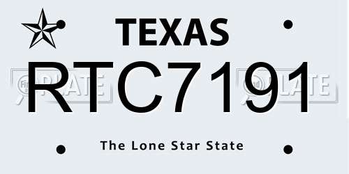 RTC7191 Texas License Plate